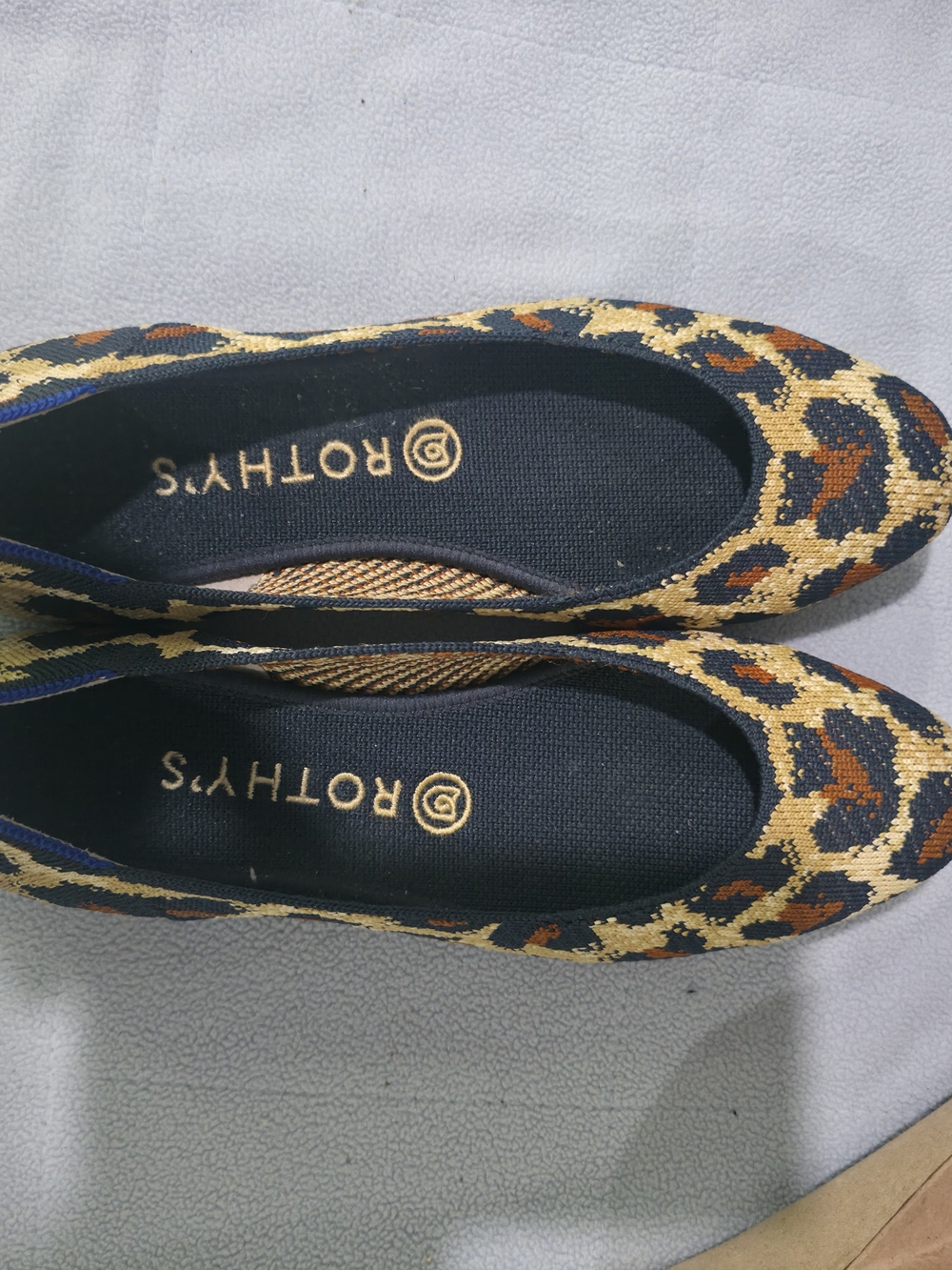Rothy's Leopard-Print Flats in Navy And Tan